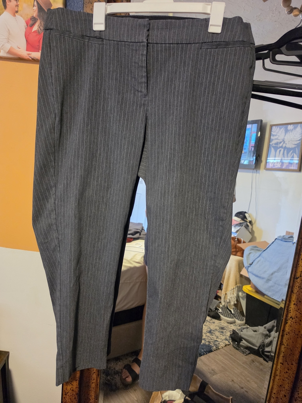 Lane Bryant Charcoal Pinstripe Ankle Pants